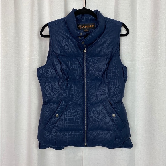 Ariat Jackets & Blazers - Ariat Blue Pattern Down Puffer Vest Sz.M